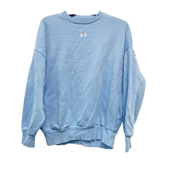 Under Armour Women's Rival Fleece Oversized Crew Sweatshirt Horizon Blue XS - Picture 2 of 5
